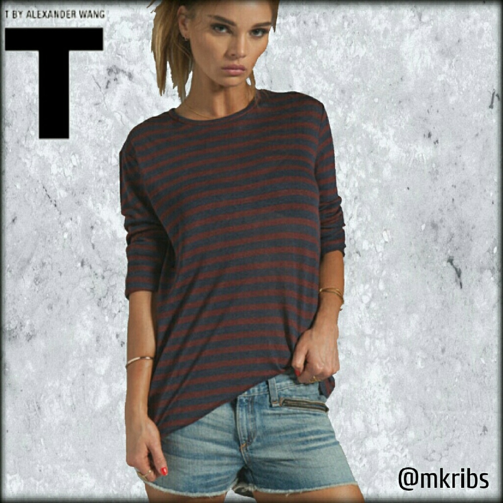 Sale T by Alexander Wang striped long sleeve top